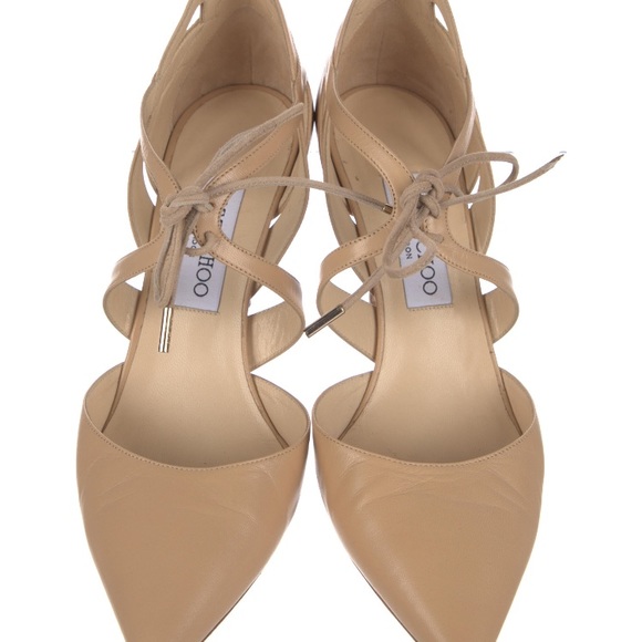 Jimmy Choo D’Orsay leather tan pumps. - Picture 3 of 5